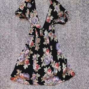 Reformation Floral Flutter Sleeve Mini Dress 4 XS